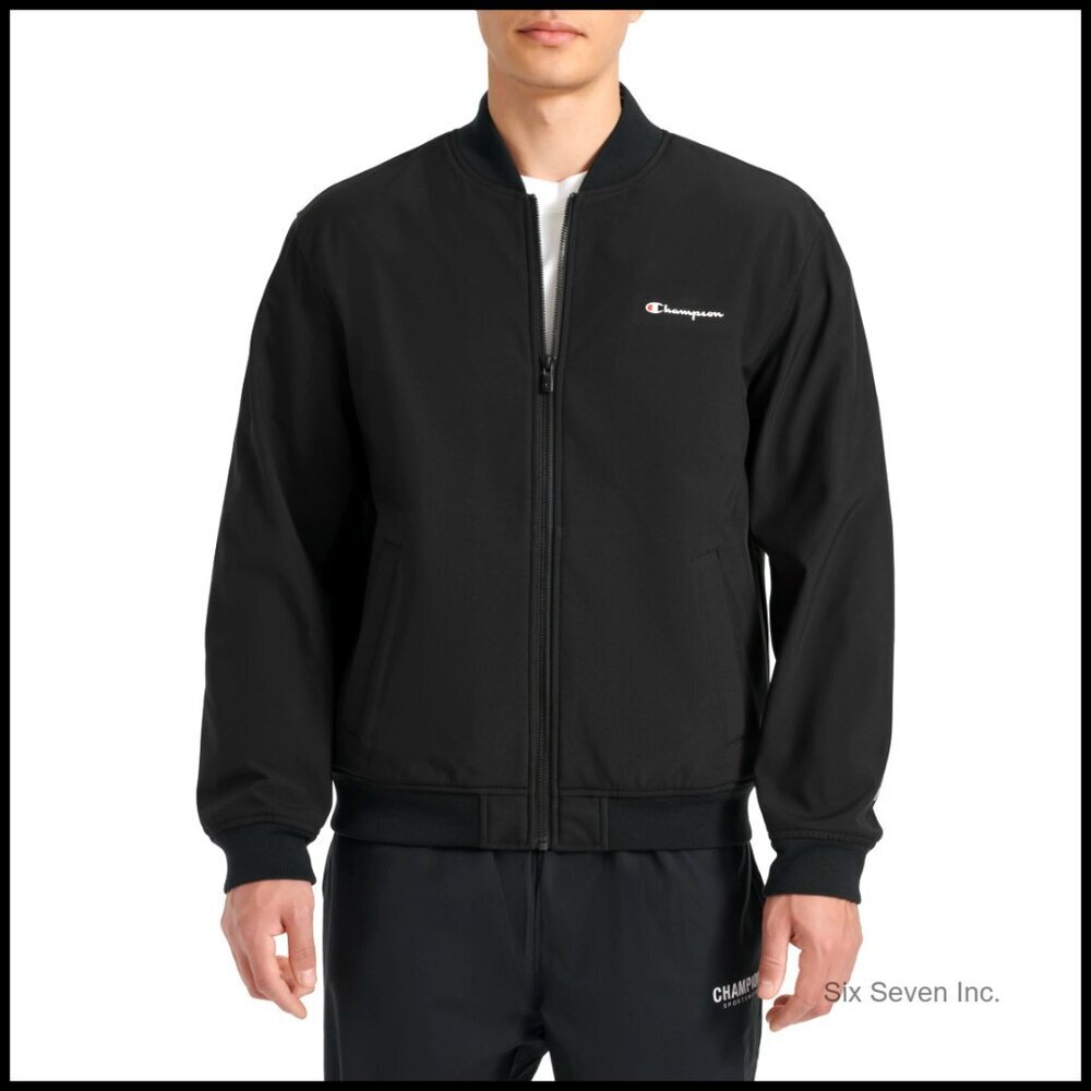Soft Shell Bomber Jacket Sporty Classic Fit Rib Knit Details Performance
